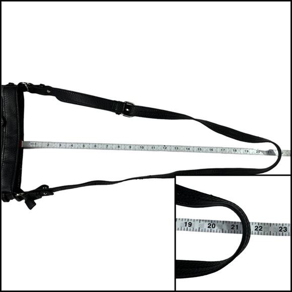 Chaps Crossbody Shoulder Bag Adjustable Strap Black & Gray - Picture 9 of 11